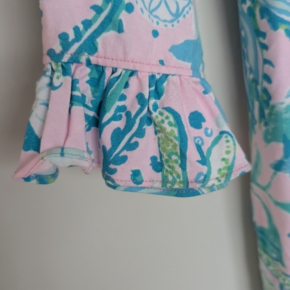 LILLY PULITZER Mini Sophie Dress Girls XL 12-14 Floral Ruffle Nautical Pink Blue - Picture 3 of 9